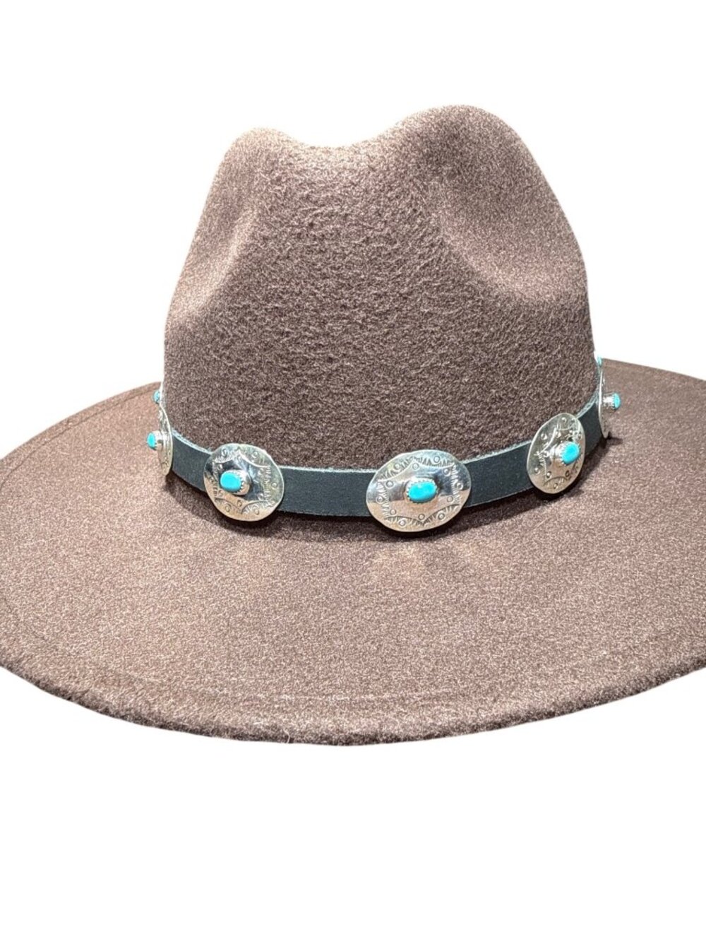 Vintage Native American Sterling Silver Turquoise Concho Hatband Belt A.B. Stamp
